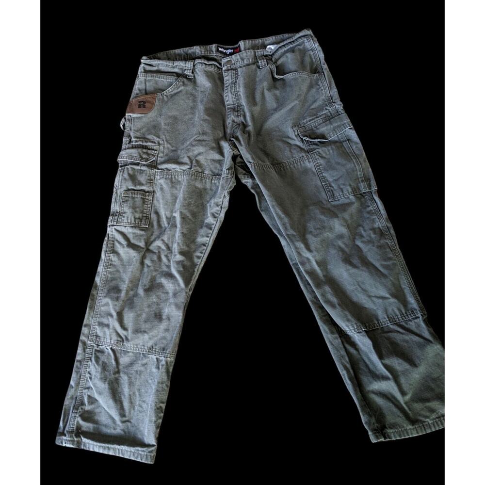 Wrangler Riggs Workwear Pants 40 X‎ 30 Green Cargo Ripstop for Grunge Work
